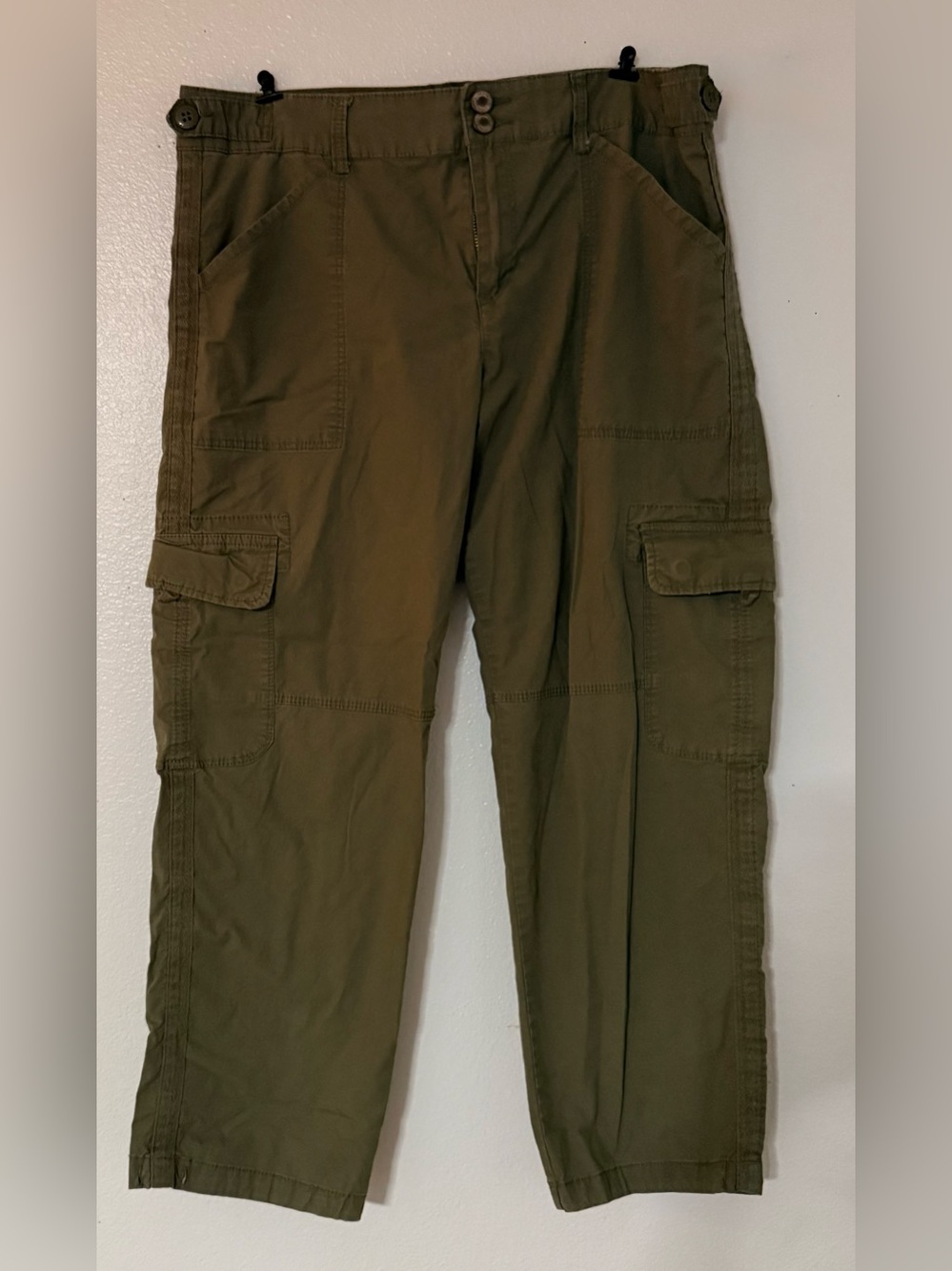 Free People Blossom Olive Green Cropped Cargo Pants Size 10